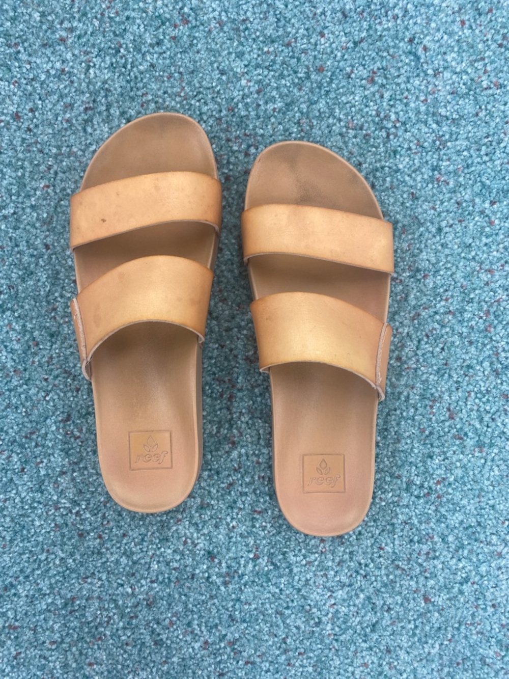 Reef Women's Tan Double-Strap Slide Sandals